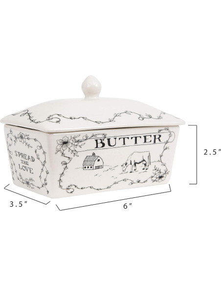 Plato de Mantequilla Creative Co-Op con Tapa 17.15x10.16cm