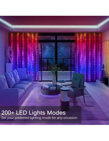 Luces de Cortina LED KepStars 144 RGB 2.44m x 1.83m Control APP