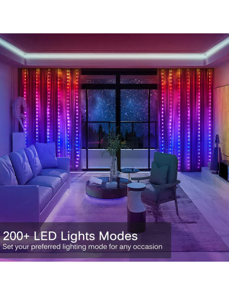 Luces de Cortina LED KepStars 144 RGB 2.44m x 1.83m Control APP