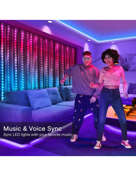 Luces de Cortina LED KepStars 144 RGB 2.44m x 1.83m Control APP