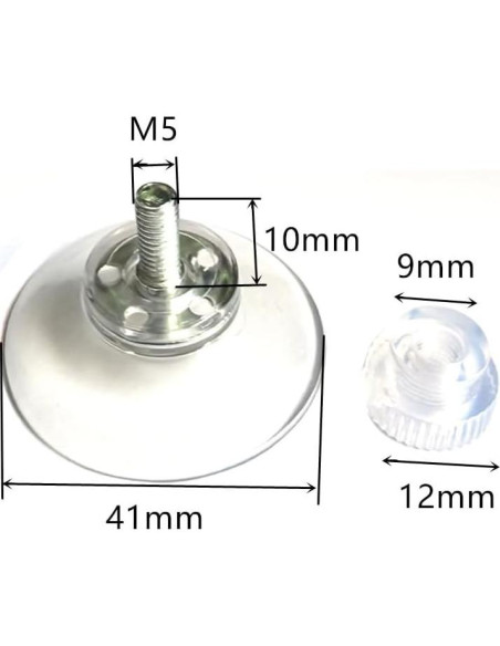 10 Ventosas de PVC Transparentes 41mm Bnafes para Pared