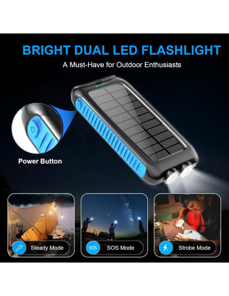 Banco de Energía Solar 49800mAh Kepswim con Linterna LED