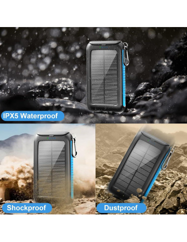 Banco de Energía Solar 49800mAh Kepswim con Linterna LED