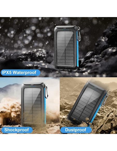 Banco de Energía Solar 49800mAh Kepswim con Linterna LED