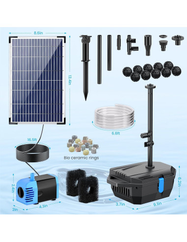Filtro de Estanque Solar POPOSOAP 12W con Bomba 160GPH
