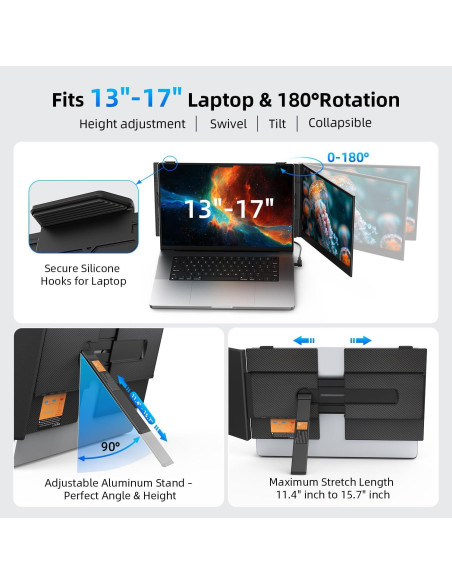 Extensor de Pantalla Doble BreezyLife S8 14" FHD 1080P USB-C/HDMI