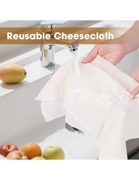 15 Paños de Queso Reutilizables FUMILE 50.8x50.8 cm Algodón Orgánico