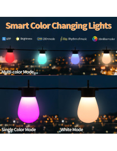 Luces de Cadena Exteriores Inteligentes Lin Hai 20 LED RGB 2
