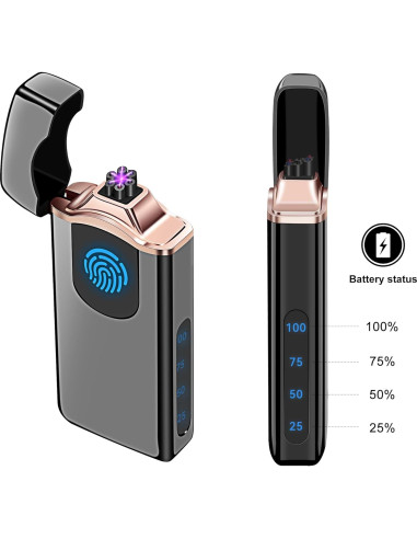 Encendedor de Plasma Triple Arco Lesbri Recargable USB Negro