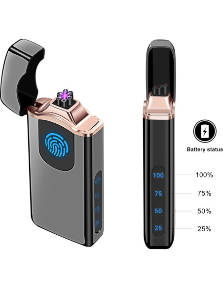 Encendedor de Plasma Triple Arco Lesbri Recargable USB Negro