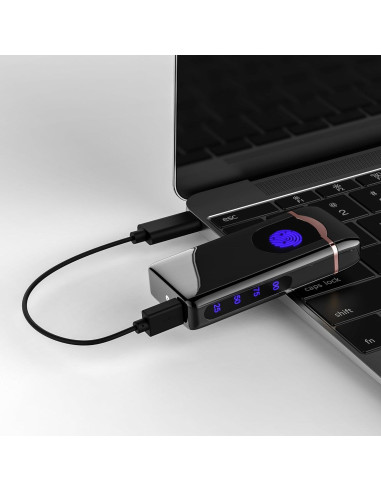 Encendedor de Plasma Triple Arco Lesbri Recargable USB Negro