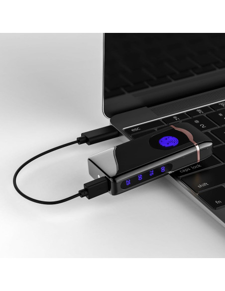 Encendedor de Plasma Triple Arco Lesbri Recargable USB Negro