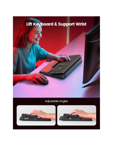 Soporte de Teclado Vaydeer con Reposamuñecas Ergonómico Rojo