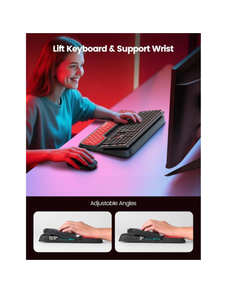 Soporte de Teclado Vaydeer con Reposamuñecas Ergonómico Rojo
