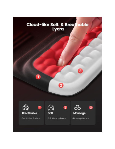 Soporte de Teclado Vaydeer con Reposamuñecas Ergonómico Rojo