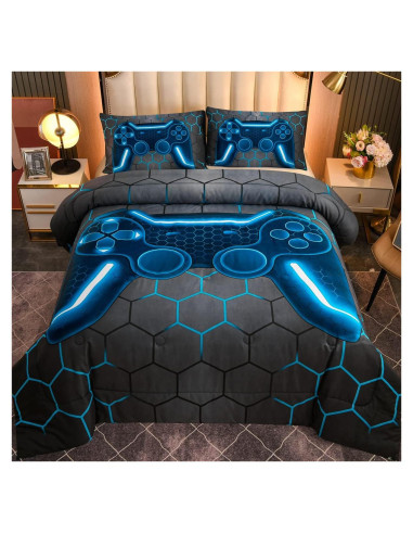 Conjunto de Edredón NTBED 5 Piezas Individual Azul Videojuegos