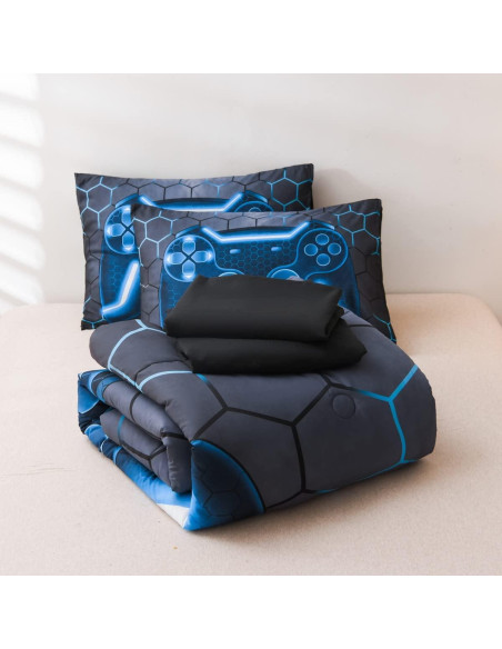 Conjunto de Edredón NTBED 5 Piezas Individual Azul Videojuegos