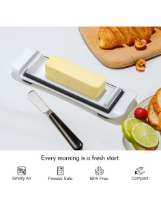 Plato para Mantequilla IKOCO Hermético Blanco 22.95x6.99cm 2