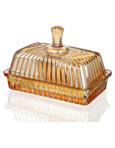 Plato de Mantequilla de Cristal Vintage con Tapa - Kapulapu
