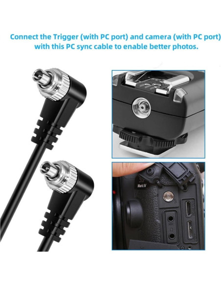 Cable de Sincronización PC 2.5mm Keabroir 1m para Flash DSLR