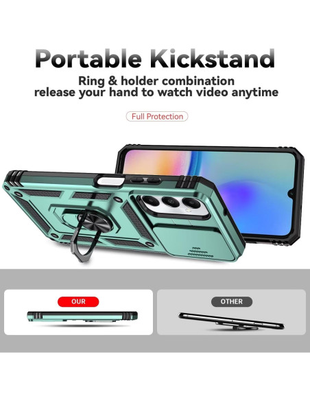 Funda protectora Samsung Galaxy A05S con soporte y vidrio templado