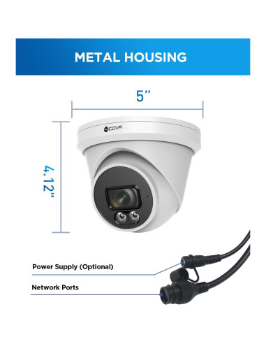 Cámara de Seguridad 4COVR 5MP PoE Domo IP Resistente al Agua