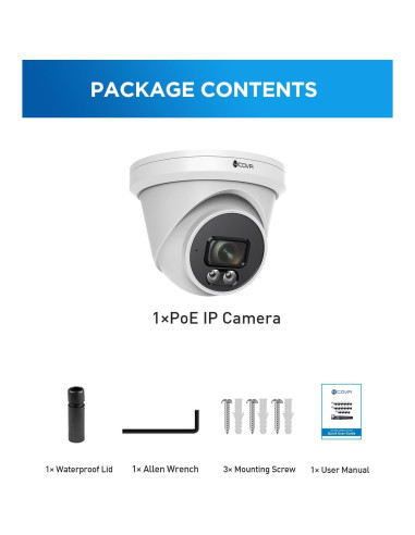 Cámara de Seguridad 4COVR 5MP PoE Domo IP Resistente al Agua