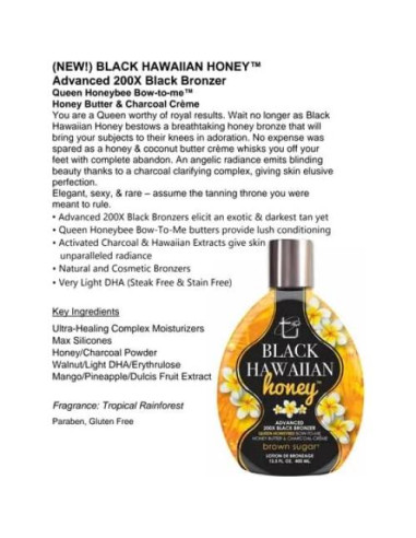 Miel Hawaiana Negra 200X Bronceador Avanzado 382.7g