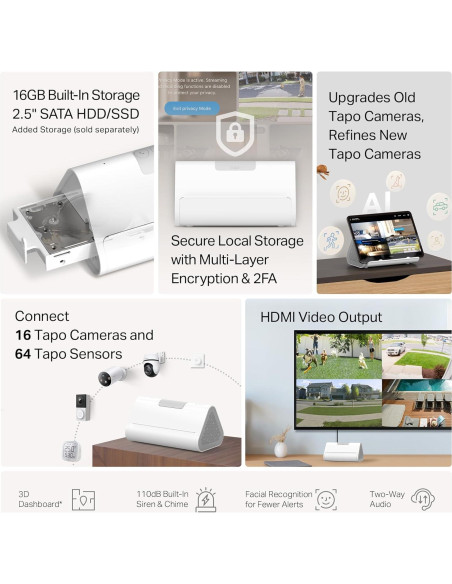 Hub Inteligente Tapo H500 - Controla 16 Cámaras y 64 Sensores