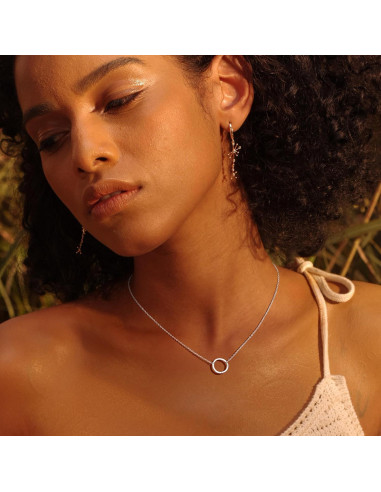 Collar Choker Fettero Dorado 14K Luna Nueva 43 cm Ajustable