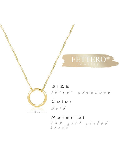 Collar Choker Fettero Dorado 14K Luna Nueva 43 cm Ajustable