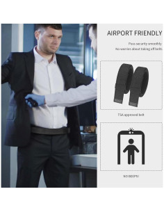 Cinturón Hipoalergénico Nylon Mecánico TSA 3.5 cm Negro XL 2