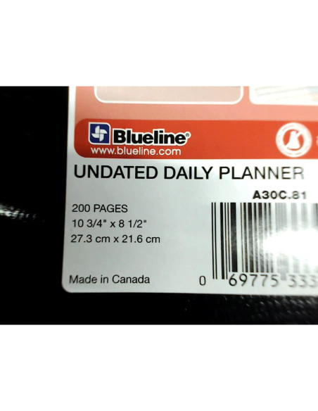 Planificador Diario Sin Fecha Blueline, Negro, 200 Páginas, 27.3x21.6 cm