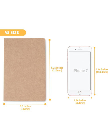 Cuaderno Kraft A5 TWONE 15 Paquetes 60 Páginas Rayadas