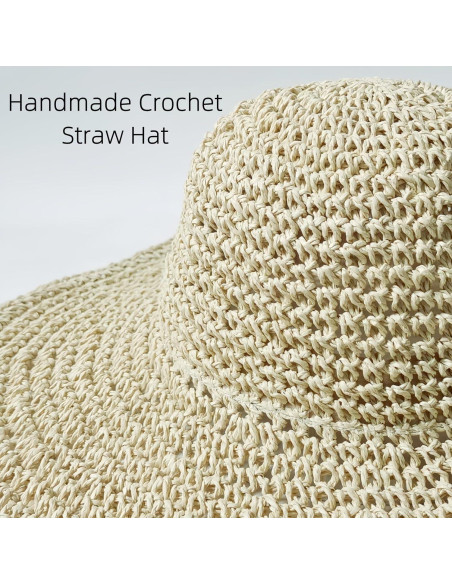 Sombrero de Paja Plegable para Mujeres Askljeby - Ala Ancha Beige