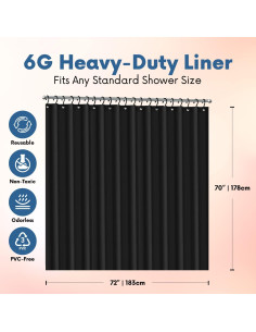 Forro de Ducha Colección Italiana 182.5x182.5cm Negro PEVA 2