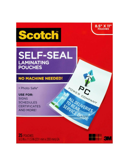 Hojas de Laminado Autoadhesivas Scotch 21.6x27.9 cm, 25 Unidades