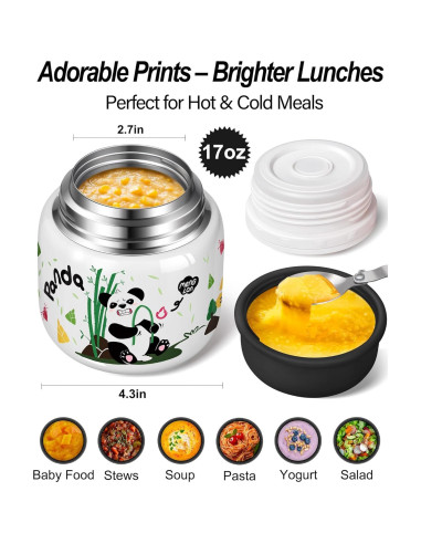 Termo Aislado KTKUDY 0.5L con Cuchara Plegable - Tarro de Comida