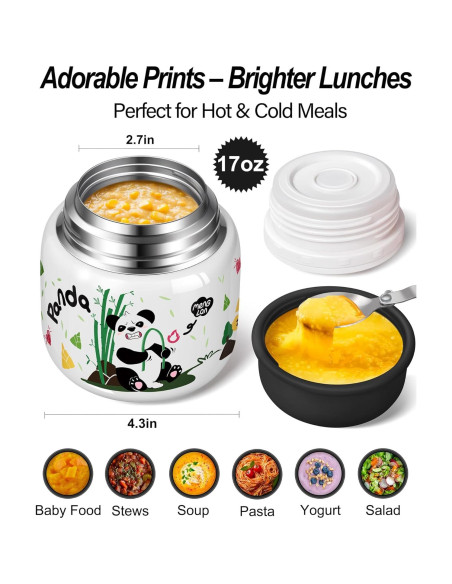 Termo Aislado KTKUDY 0.5L con Cuchara Plegable - Tarro de Comida