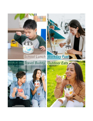 Termo Aislado KTKUDY 0.5L con Cuchara Plegable - Tarro de Comida