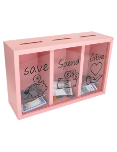 Caja de Ahorro de Madera para Niños Mczxon - 3 Compartimentos