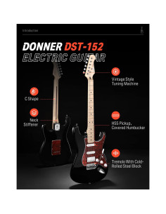 Guitarra Eléctrica Donner DST-152B 39" HSS con Amplificador 2