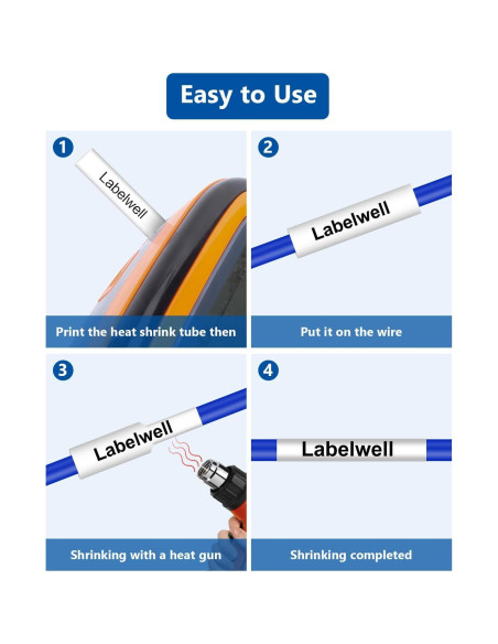 Etiquetas Termocontraíbles Labelwell HSe-221 3-Pack 8.8mm Negro