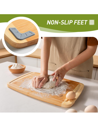 Tabla de Cortar Antideslizante Socisen de Bambú 44.5x30.5 cm
