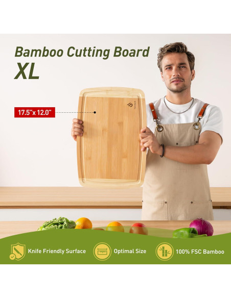 Tabla de Cortar Antideslizante Socisen de Bambú 44.5x30.5 cm