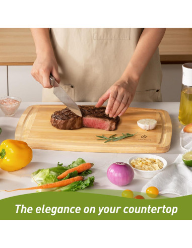 Tabla de Cortar Antideslizante Socisen de Bambú 44.5x30.5 cm