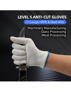 Guantes de Seguridad Resistentes a Cortes Nivel 5 HPPE 13 Gauge 2
