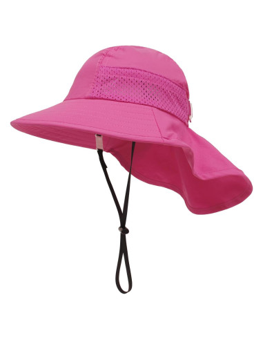 Sombrero de Playa Niños UV Ajustable Rojo Rosa 2-6 Años