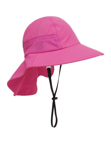 Sombrero de Playa Niños UV Ajustable Rojo Rosa 2-6 Años