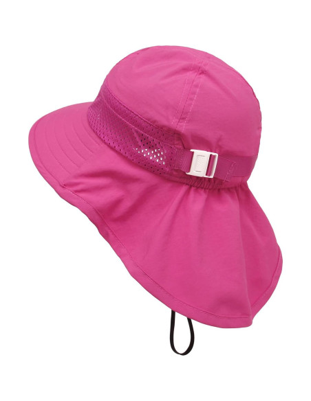 Sombrero de Playa Niños UV Ajustable Rojo Rosa 2-6 Años